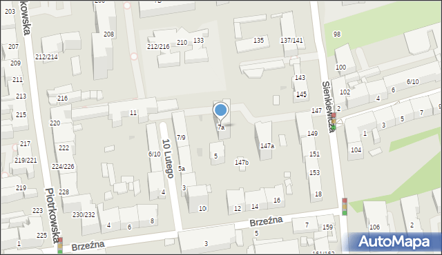 Łódź, 10 Lutego, 7a, mapa Łodzi