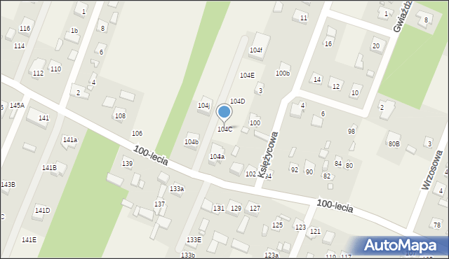 Zagościniec, 100-lecia, 104C, mapa Zagościniec