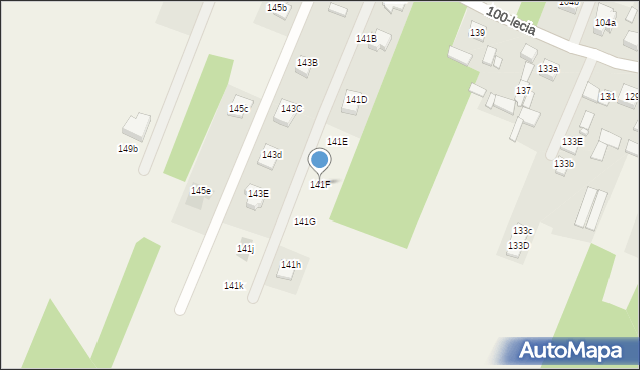 Zagościniec, 100-lecia, 141F, mapa Zagościniec