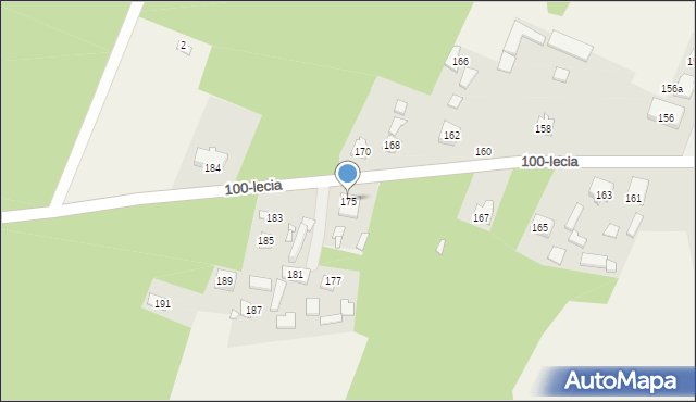 Zagościniec, 100-lecia, 175, mapa Zagościniec