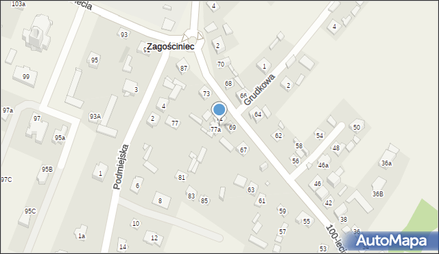 Zagościniec, 100-lecia, 71A, mapa Zagościniec