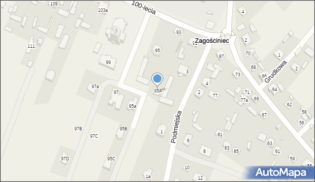 Zagościniec, 100-lecia, 93A, mapa Zagościniec