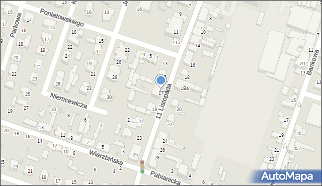 Aleksandrów Łódzki, 11 Listopada, 17, mapa Aleksandrów Łódzki