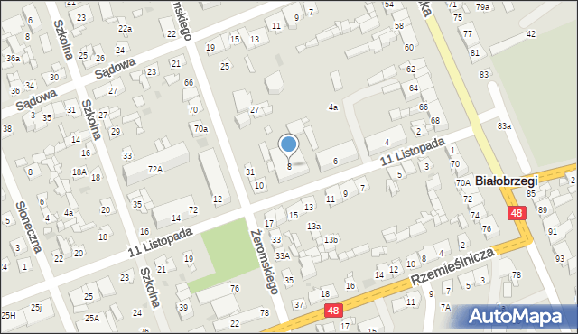 Białobrzegi, 11 Listopada, 8, mapa Białobrzegi