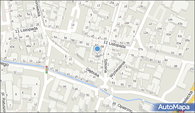 Bielsko-Biała, 11 Listopada, 64b, mapa Bielsko-Białej