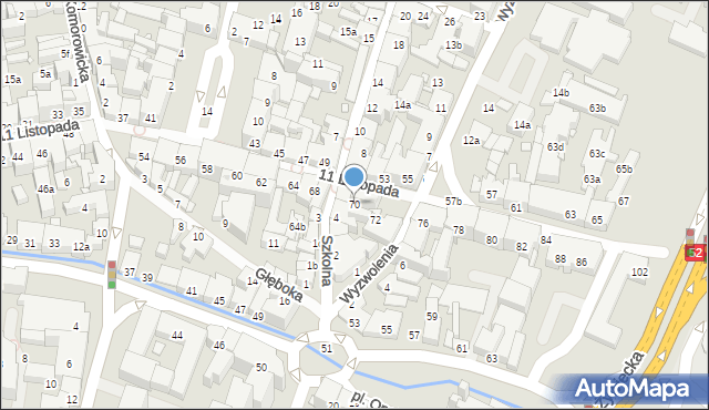 Bielsko-Biała, 11 Listopada, 70, mapa Bielsko-Białej