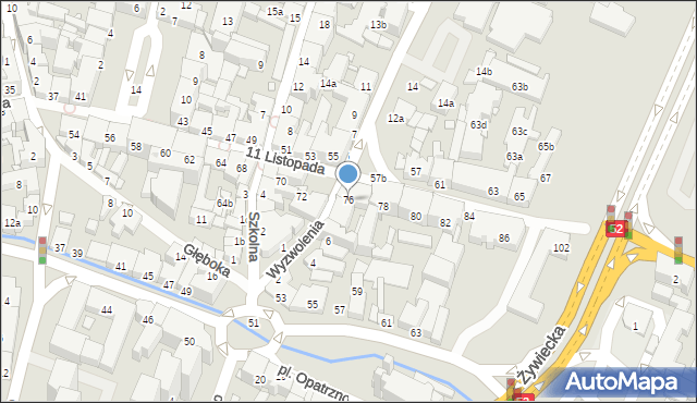 Bielsko-Biała, 11 Listopada, 76, mapa Bielsko-Białej