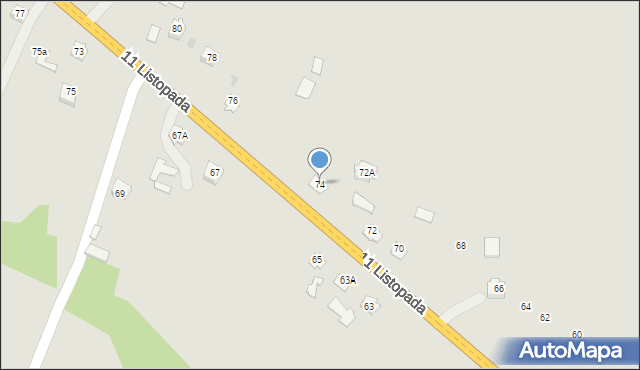 Brzostek, 11 Listopada, 74, mapa Brzostek