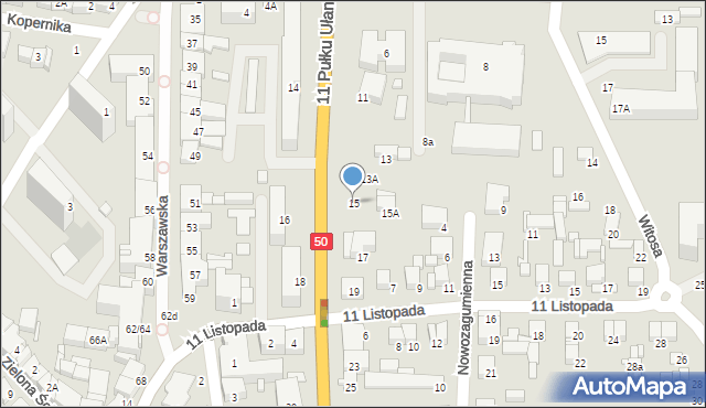 Ciechanów, 11 Pułku Ułanów Legionowych, 15, mapa Ciechanów