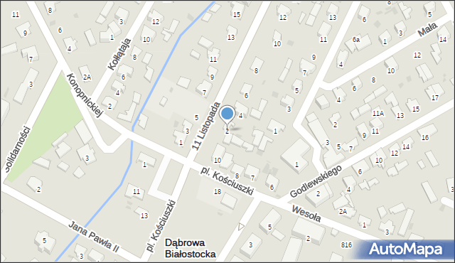 Dąbrowa Białostocka, 11 Listopada, 2, mapa Dąbrowa Białostocka