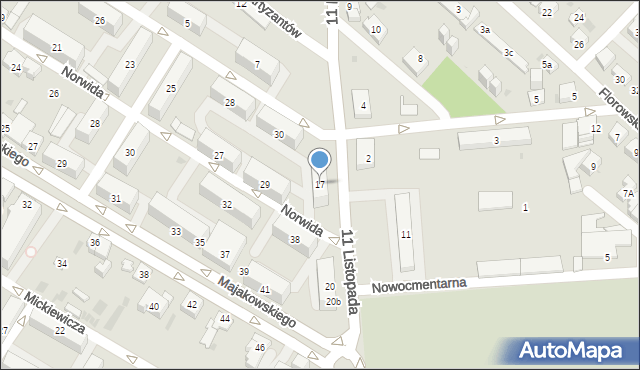 Dąbrowa Górnicza, 11 Listopada, 17, mapa Dąbrowa Górnicza