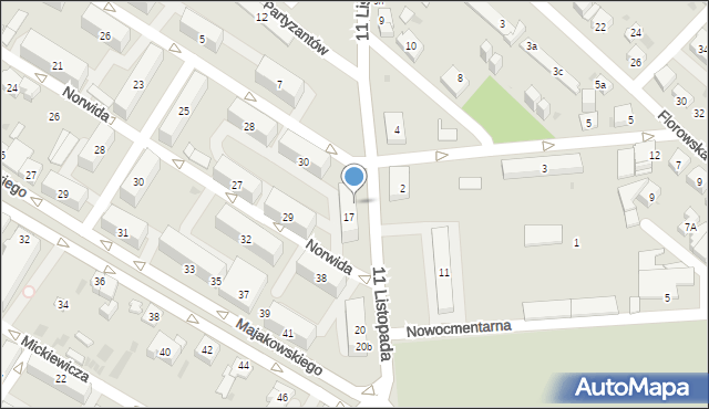 Dąbrowa Górnicza, 11 Listopada, 17a, mapa Dąbrowa Górnicza