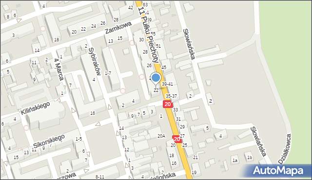 Drawsko Pomorskie, 11 Pułku Piechoty, 22, mapa Drawsko Pomorskie