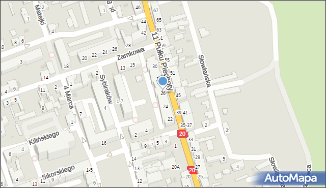 Drawsko Pomorskie, 11 Pułku Piechoty, 26, mapa Drawsko Pomorskie