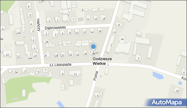 Godziesze Wielkie, 11 Listopada, 28, mapa Godziesze Wielkie