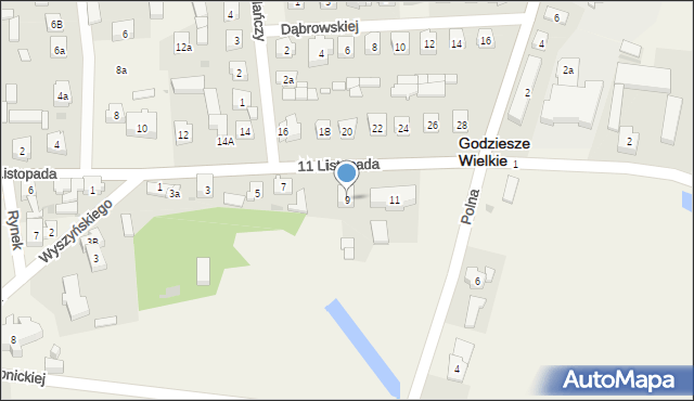 Godziesze Wielkie, 11 Listopada, 9, mapa Godziesze Wielkie