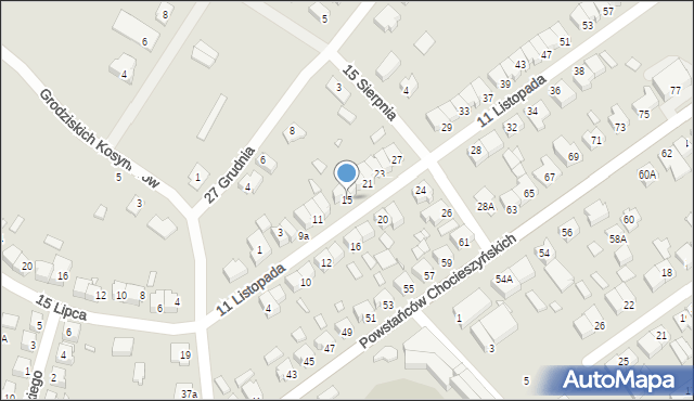Grodzisk Wielkopolski, 11 Listopada, 15, mapa Grodzisk Wielkopolski
