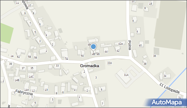 Gromadka, 11 Listopada, 48, mapa Gromadka