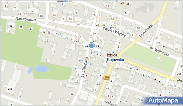 Izbica Kujawska, 11 Listopada, 1, mapa Izbica Kujawska