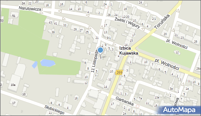 Izbica Kujawska, 11 Listopada, 3, mapa Izbica Kujawska