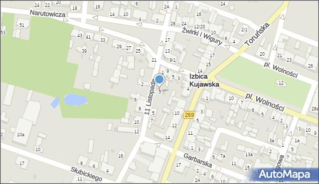 Izbica Kujawska, 11 Listopada, 3, mapa Izbica Kujawska