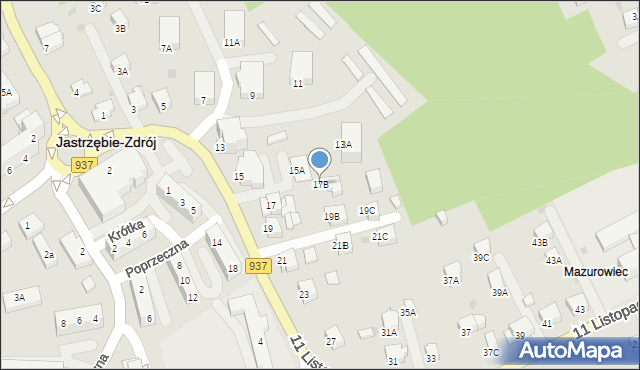 Jastrzębie-Zdrój, 11 Listopada, 17B, mapa Jastrzębie-Zdrój