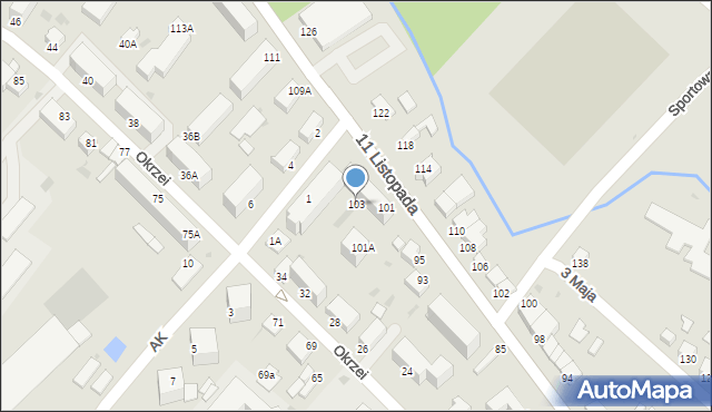 Jędrzejów, 11 Listopada, 103, mapa Jędrzejów