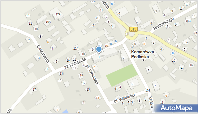 Komarówka Podlaska, 11 Listopada, 1, mapa Komarówka Podlaska