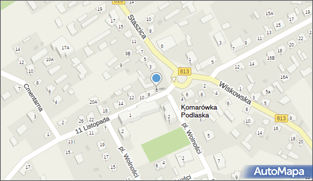 Komarówka Podlaska, 11 Listopada, 6, mapa Komarówka Podlaska