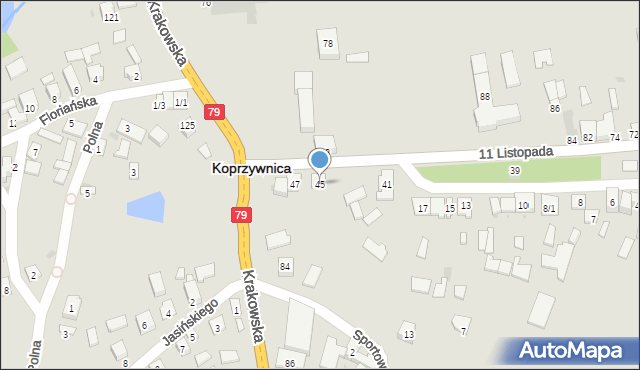 Koprzywnica, 11 Listopada, 45, mapa Koprzywnica