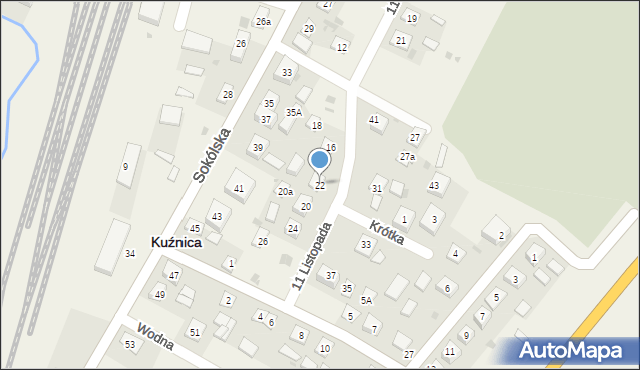 Kuźnica, 11 Listopada, 22, mapa Kuźnica