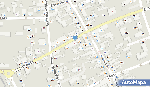 Łeba, 11 Listopada, 1B, mapa Łeba