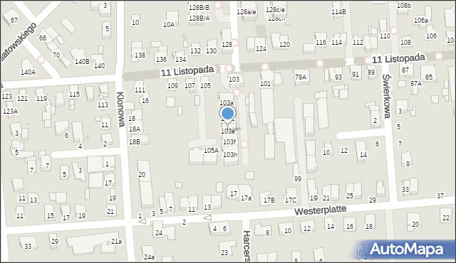Luboń, 11 Listopada, 103e, mapa Luboń