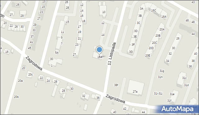 Oświęcim, 11 Listopada, 16A, mapa Oświęcimia