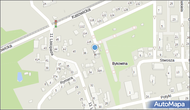 Ruda Śląska, 11 Listopada, 36, mapa Rudy Śląskiej