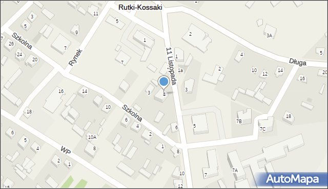 Rutki-Kossaki, 11 Listopada, 4, mapa Rutki-Kossaki