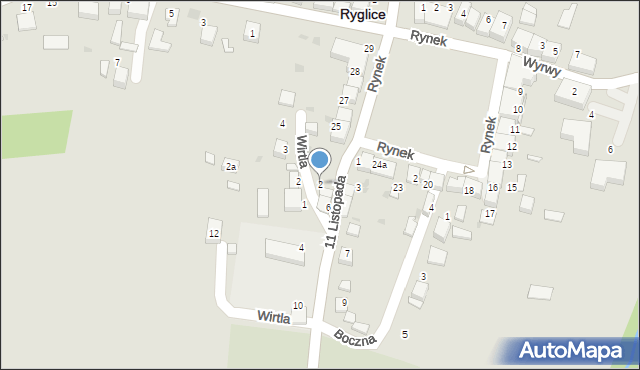 Ryglice, 11 Listopada, 2, mapa Ryglice