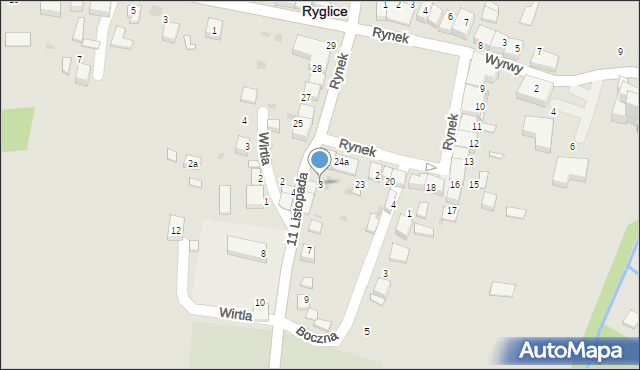 Ryglice, 11 Listopada, 3, mapa Ryglice