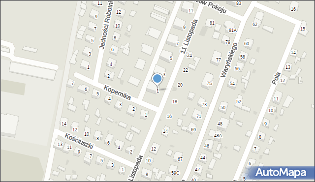 Sława, 11 Listopada, 1, mapa Sława