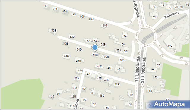 Sosnowiec, 11 Listopada, 50C, mapa Sosnowca