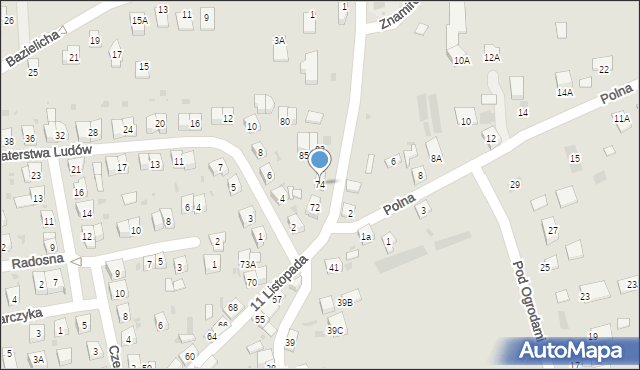 Stary Sącz, 11 Listopada, 74, mapa Stary Sącz