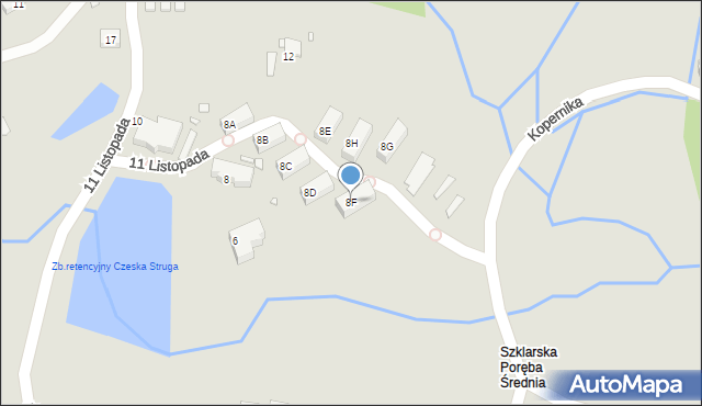 Szklarska Poręba, 11 Listopada, 8F, mapa Szklarska Poręba