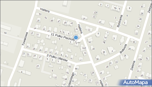 Tarnowskie Góry, 11 Pułku Piechoty, 1, mapa Tarnowskie Góry