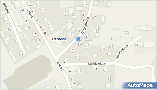 Trzcianne, 11 Listopada, 3, mapa Trzcianne