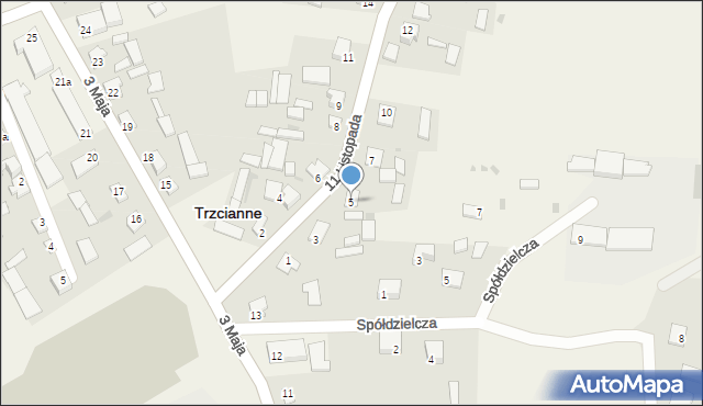 Trzcianne, 11 Listopada, 5, mapa Trzcianne