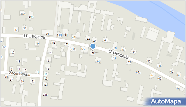 Tykocin, 11 Listopada, 59, mapa Tykocin