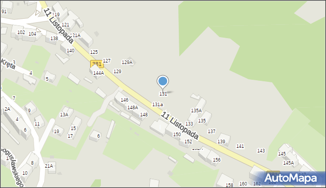 Wałbrzych, 11 Listopada, 131, mapa Wałbrzycha