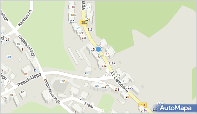 Wałbrzych, 11 Listopada, 132, mapa Wałbrzycha