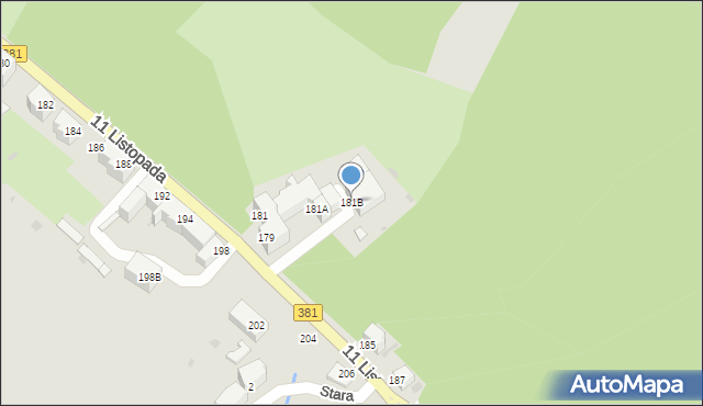 Wałbrzych, 11 Listopada, 181B, mapa Wałbrzycha