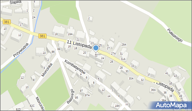 Wałbrzych, 11 Listopada, 22, mapa Wałbrzycha